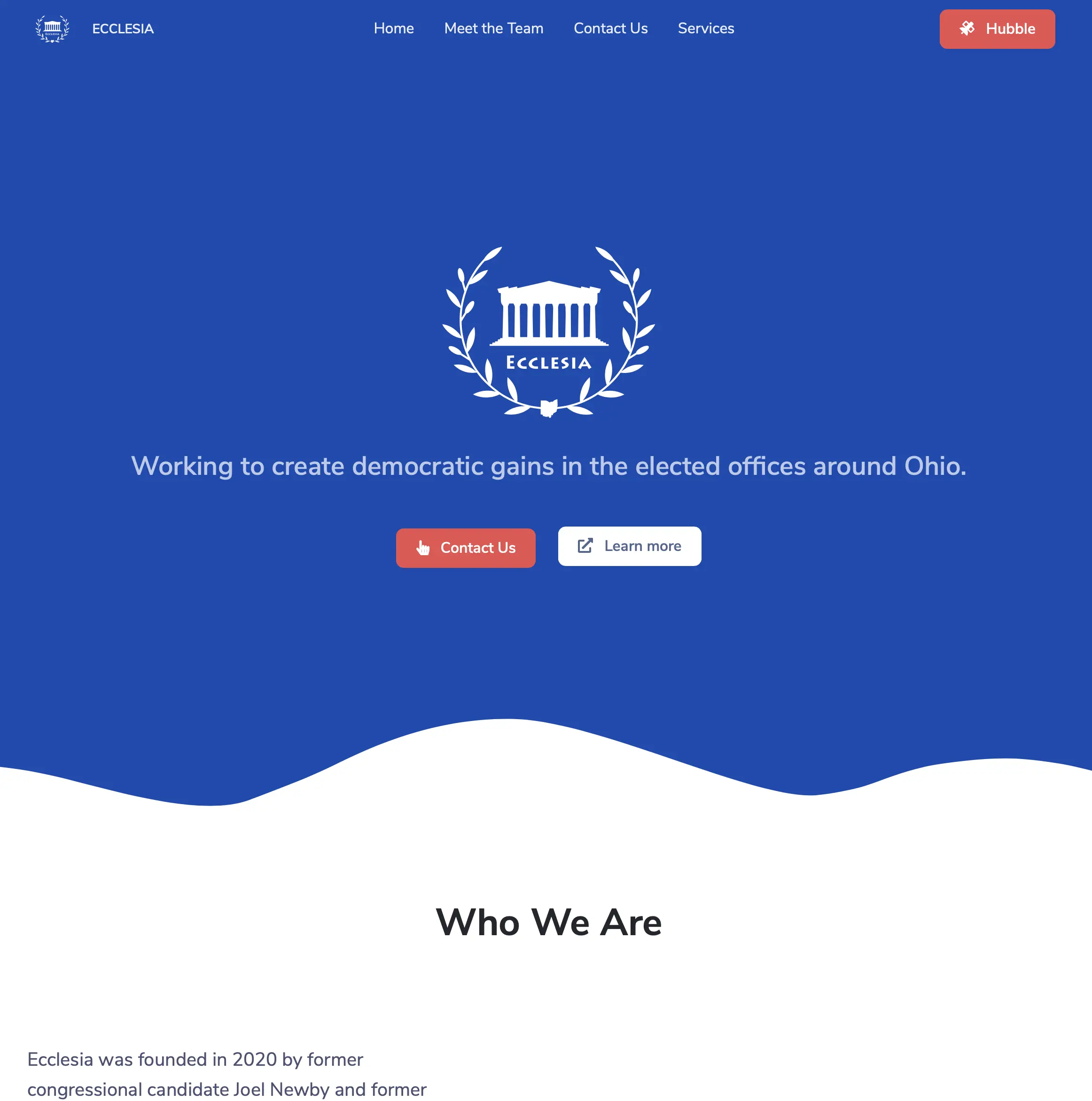 Screenshot of Ecclesia website